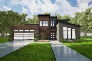 House Design - Exterior - Front Elevation for Contemporary House Plan #17-3393 - 3 bed, 2 bath