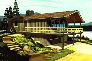 Cabin Exterior - Front Elevation Plan #320-404