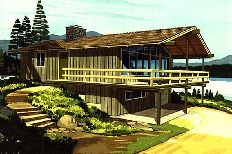 Architectural House Design - Cabin Exterior - Front Elevation Plan #320-404