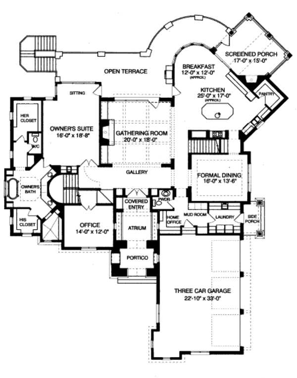 Architectural House Design - Tudor Floor Plan - Main Floor Plan #413-837