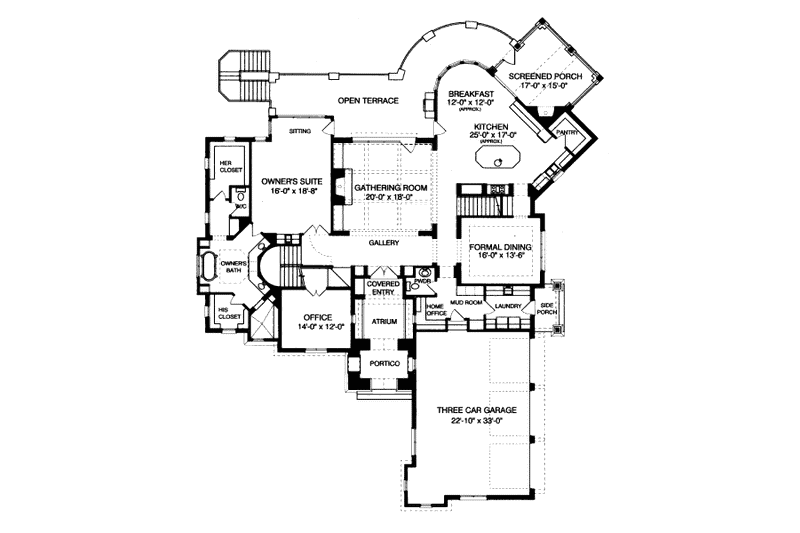 Home Plan - Floor Plan - Main Floor for Tudor House Plan #413-837 - 4 bed, 4.5 bath
