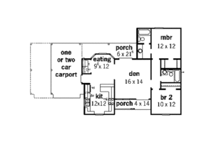 Floor Plan - Main Floor for Traditional House Plan #16-253 - 2 bed, 2 bath