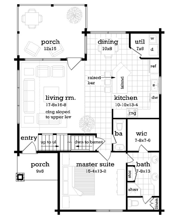 Architectural House Design - Log Floor Plan - Main Floor Plan #45-602