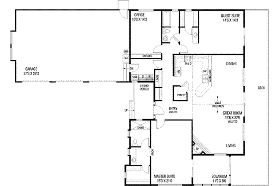 Floor Plan - Main Floor for Ranch House Plan #60-531 - 2 bed, 2 bath