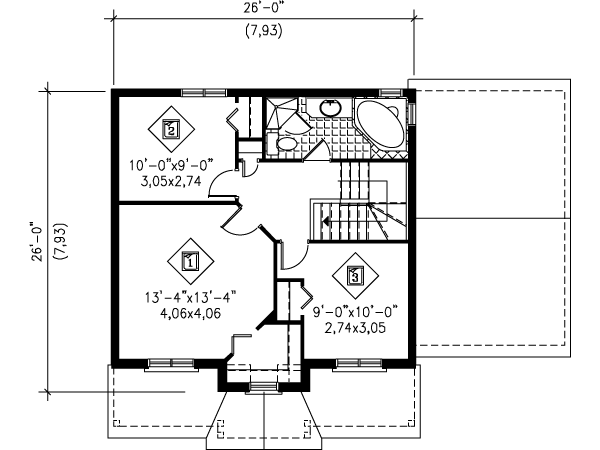 European Floor Plan - Upper Floor Plan #25-4143