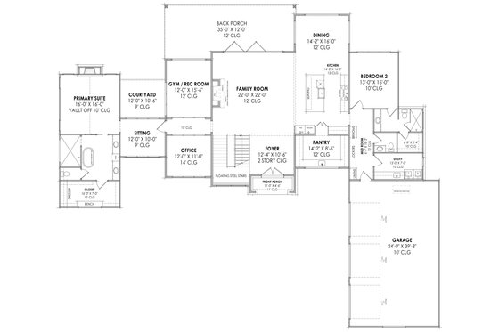 Floor Plan - Main Floor for Modern House Plan #1096-6 - 4 bed, 4.5 bath