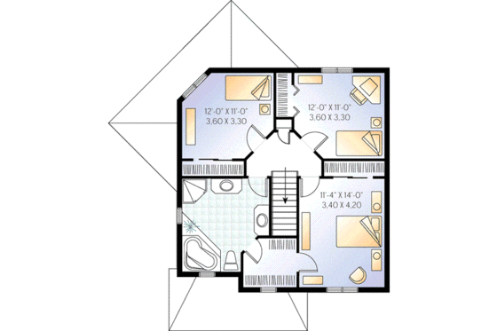 Floor Plan - Upper Floor for Traditional House Plan #23-340 - 3 bed, 2 bath