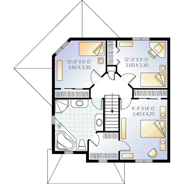 Traditional Floor Plan - Upper Floor Plan #23-340