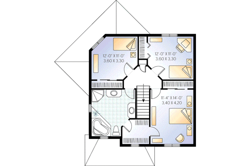 Dream House Plan - Floor Plan - Upper Floor for Traditional House Plan #23-340 - 3 bed, 2 bath