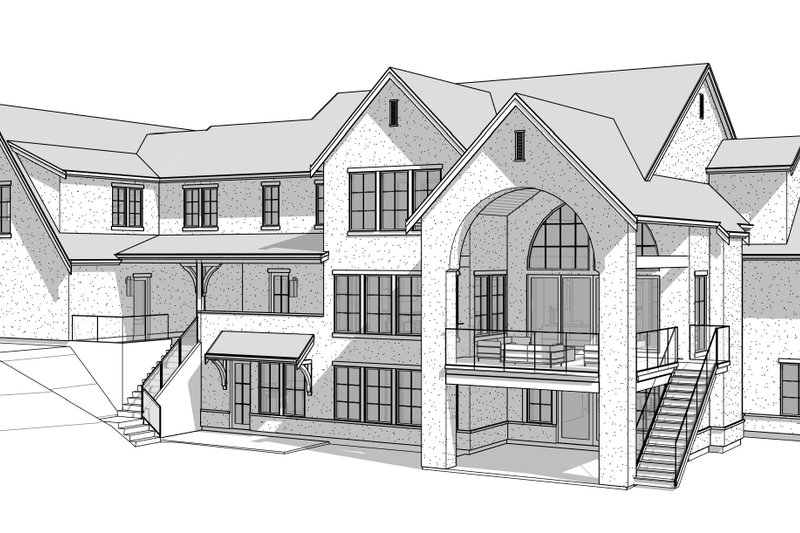 House Blueprint - Exterior - Rear Elevation 2 for European House Plan #1114-12 - 6 bed, 4.5 bath
