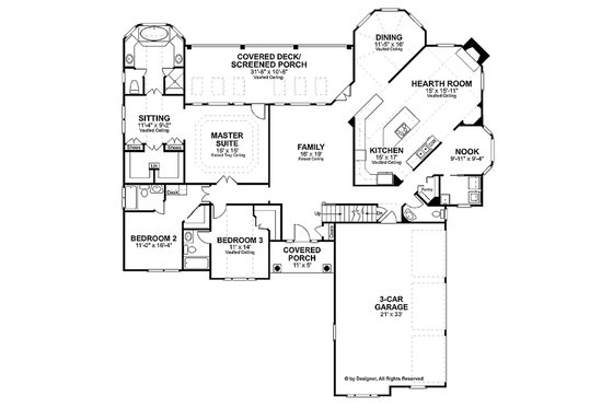 Floor Plan - Main Floor for Traditional House Plan #56-541 - 3 bed, 3.5 bath
