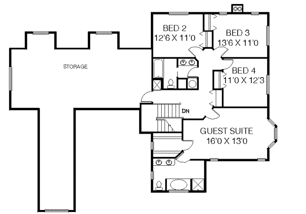 Country Floor Plan - Upper Floor Plan #60-378