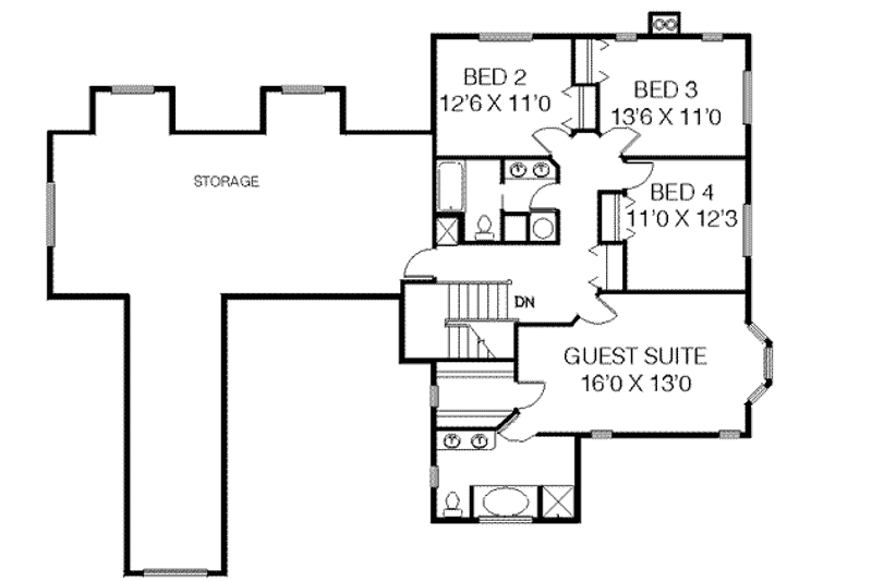 Architectural House Design - Floor Plan - Upper Floor for Country House Plan #60-378 - 5 bed, 3.5 bath