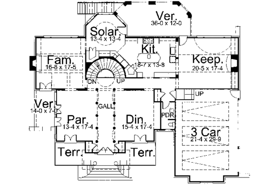Floor Plan - Main Floor for European House Plan #119-104 - 4 bed, 3.5 bath