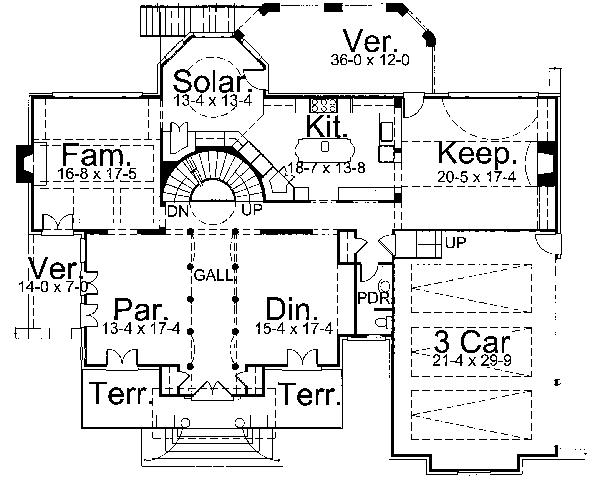 House Plan Design - European Floor Plan - Main Floor Plan #119-104