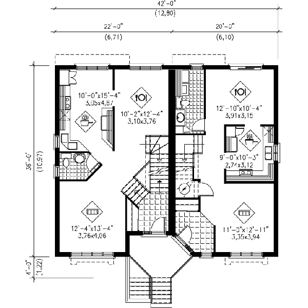 European Floor Plan - Main Floor Plan #25-386