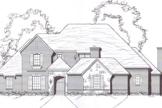 Exterior - Front Elevation for European House Plan #141-259 - 4 bed, 3.5 bath