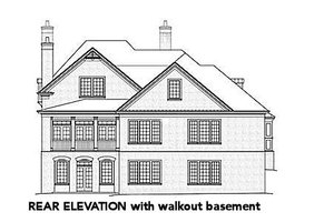 Exterior - Rear Elevation for European House Plan #429-42 - 5 bed, 4 bath