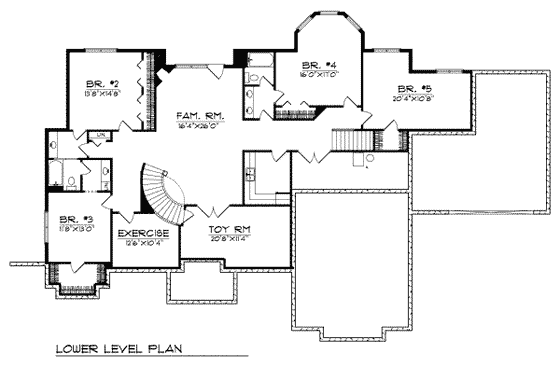 Floor Plan - Lower Floor for Mediterranean House Plan #70-452 - 5 bed, 3.5 bath