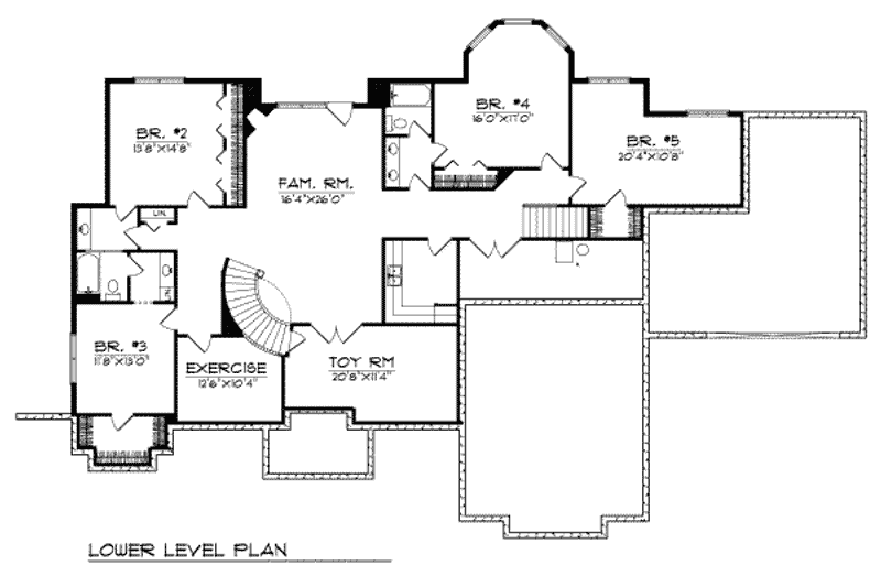 Home Plan - Floor Plan - Lower Floor for Mediterranean House Plan #70-452 - 5 bed, 3.5 bath
