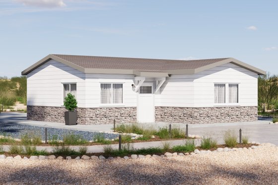 Exterior - Front Elevation 3 for Ranch House Plan #1106-152 - 2 bed, 2 bath