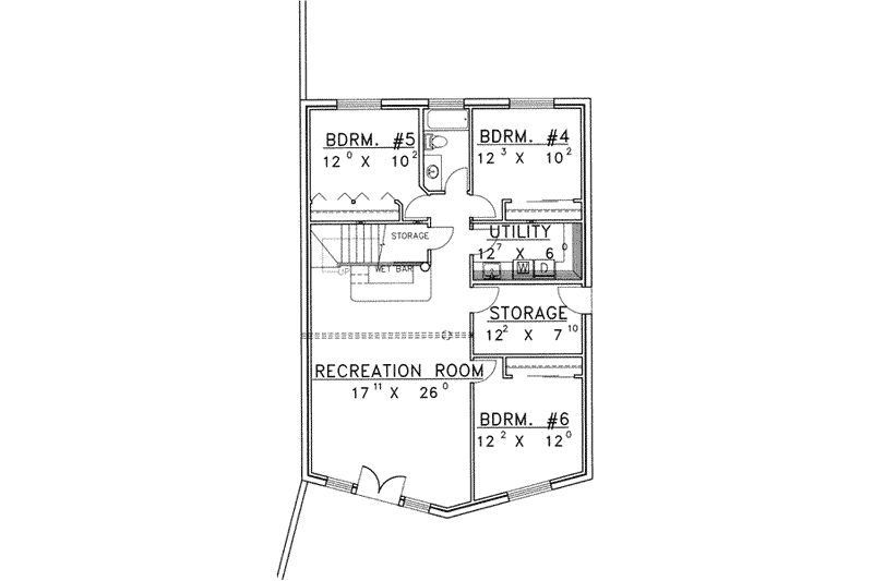Home Plan - Floor Plan - Lower Floor for Traditional House Plan #117-370 - 6 bed, 3 bath