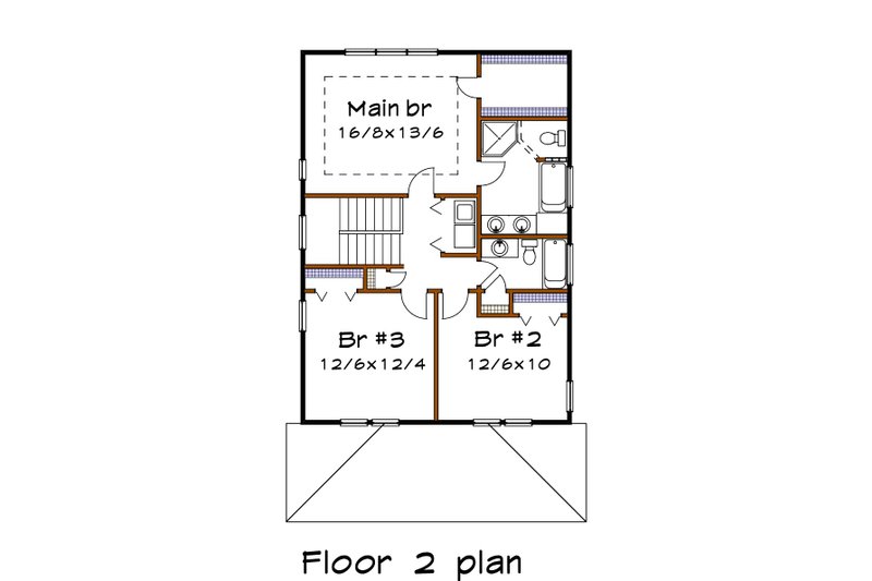 Dream House Plan - Floor Plan - Upper Floor for Craftsman House Plan #79-266 - 3 bed, 2.5 bath