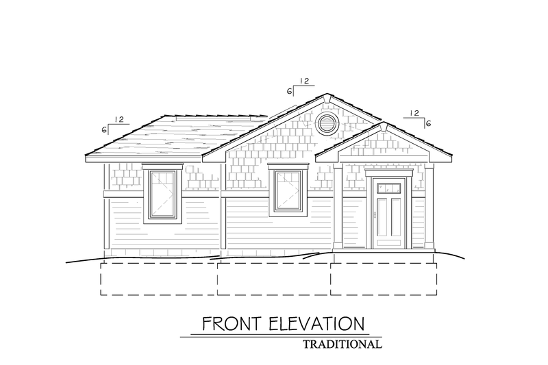 House Plan Design - Exterior - Front Elevation 3 for Traditional House Plan #1122-3 - 1 bed, 1 bath