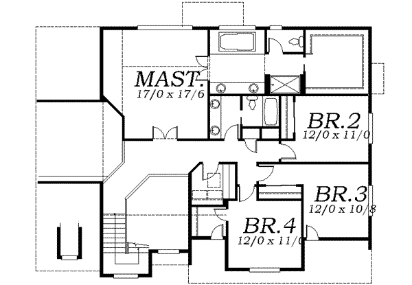 Colonial Floor Plan - Upper Floor Plan #130-132