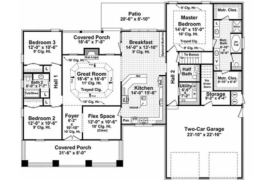Craftsman style Plan 21-248 main floor