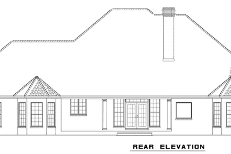 Home Plan - Exterior - Rear Elevation for European House Plan #17-2193 - 4 bed, 3.5 bath