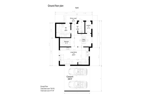 Floor Plan - Main Floor for Modern House Plan #549-13 - 3 bed, 1 bath