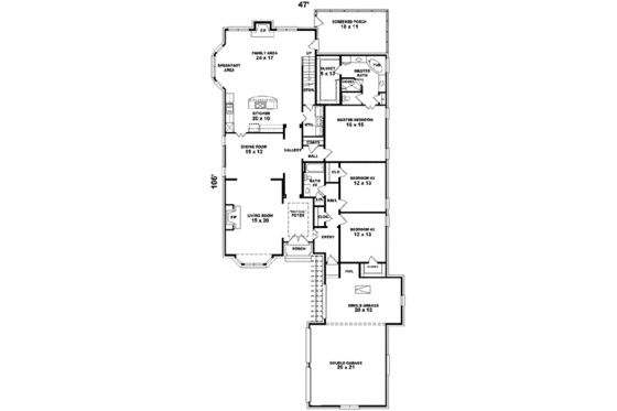 Floor Plan - Main Floor for European House Plan #81-617 - 3 bed, 2 bath