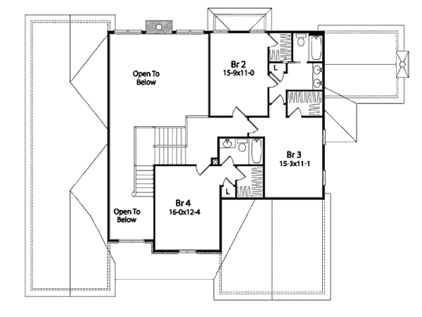 Traditional Floor Plan - Upper Floor Plan #22-214