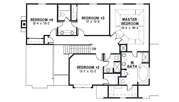 Traditional Floor Plan - Upper Floor Plan #67-522