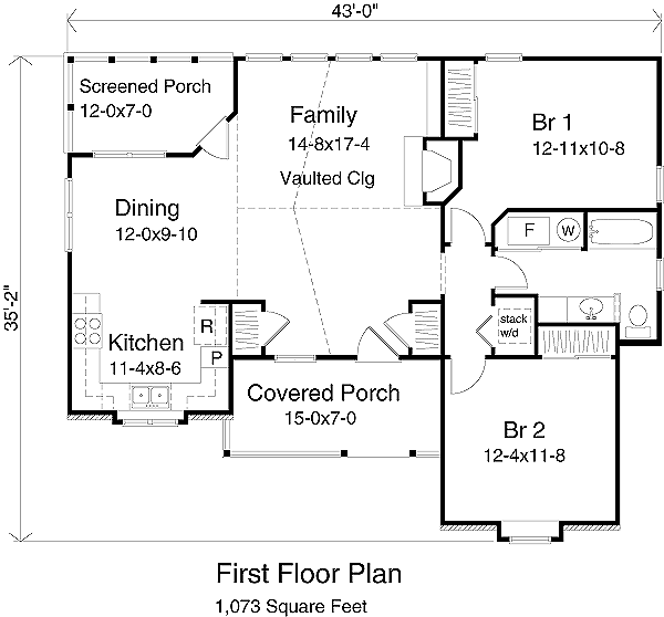 Cottage Floor Plan - Main Floor Plan #22-120