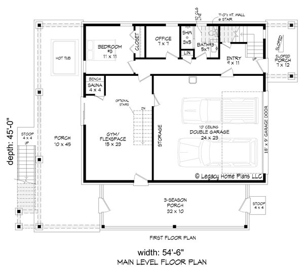 Contemporary Floor Plan - Main Floor Plan #932-939