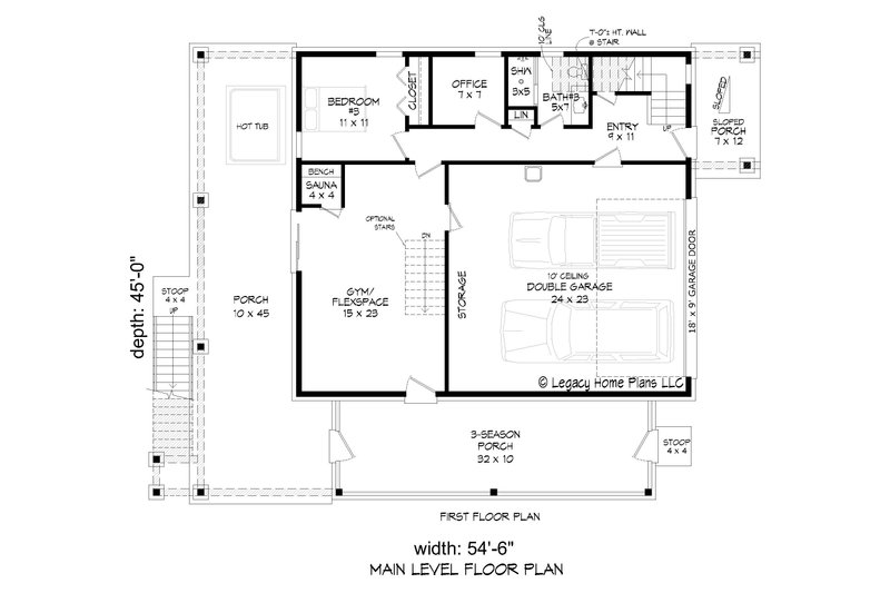House Blueprint - Floor Plan - Main Floor for Contemporary House Plan #932-939 - 3 bed, 3 bath