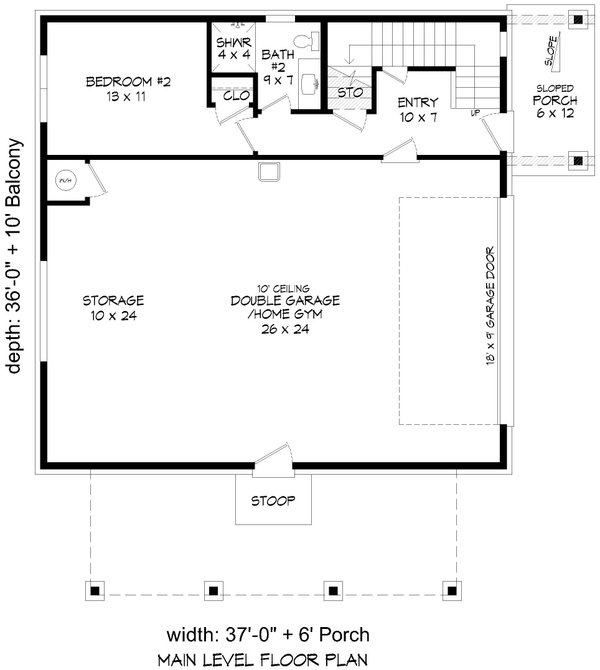 Contemporary Floor Plan - Main Floor Plan #932-1044