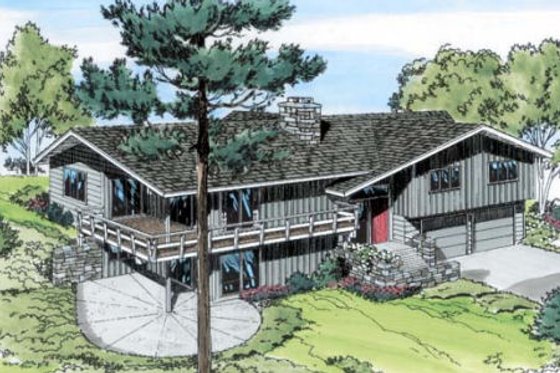 Exterior - Front Elevation for Ranch House Plan #312-559 - 4 bed, 3 bath