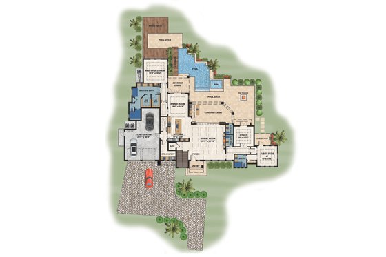 Floor Plan - Main Floor for Contemporary House Plan #548-59 - 4 bed, 4.5 bath