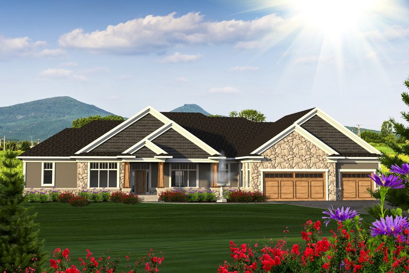 Dream House Plan - Ranch Exterior - Front Elevation Plan #70-1232
