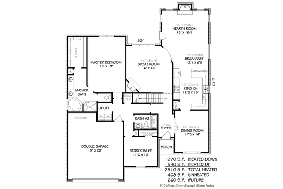 Floor Plan - Main Floor for Traditional House Plan #424-94 - 4 bed, 3 bath
