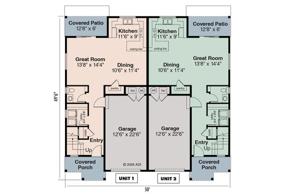 House Blueprint - Floor Plan - Main Floor for Contemporary House Plan #124-1477 - 6 bed, 4 bath