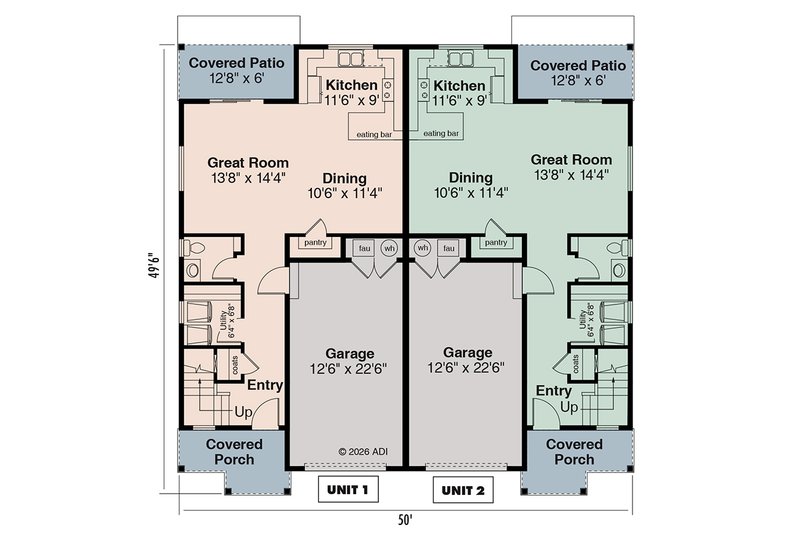 House Blueprint - Floor Plan - Main Floor for Contemporary House Plan #124-1477 - 6 bed, 4 bath