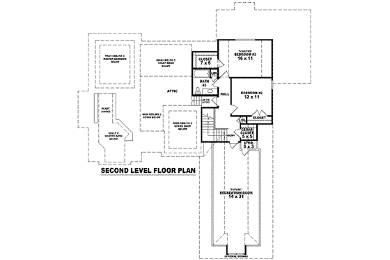 Floor Plan - Upper Floor for European House Plan #81-1165 - 3 bed, 3 bath
