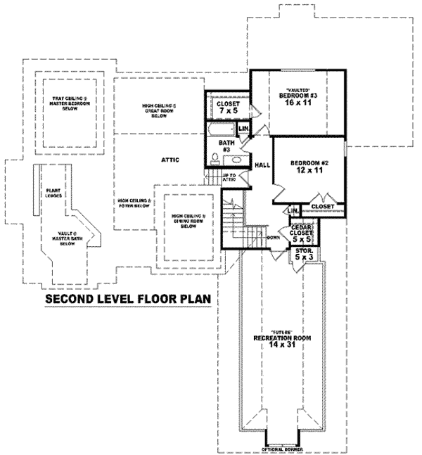 Floor Plan - Upper Floor for European House Plan #81-1165 - 3 bed, 3 bath