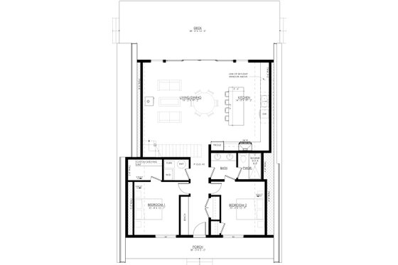 Floor Plan - Main Floor for Cabin House Plan #1114-7 - 3 bed, 2 bath