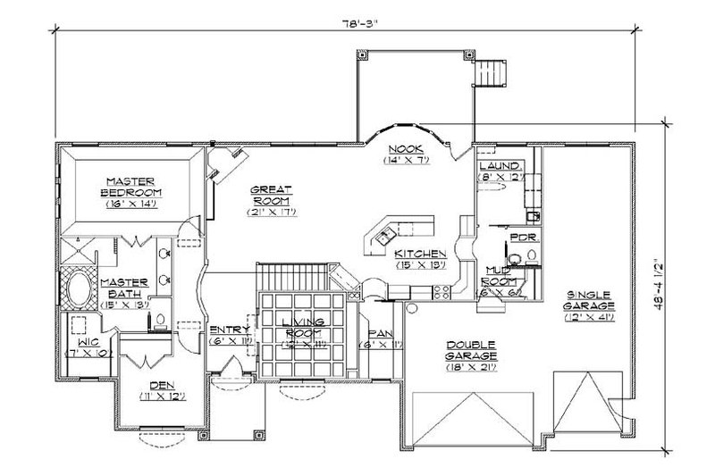Home Plan - Floor Plan - Main Floor for Traditional House Plan #5-267 - 4 bed, 2.5 bath