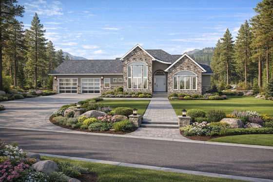 Exterior - Front Elevation 5 for European House Plan #1060-468 - 2 bed, 2 bath